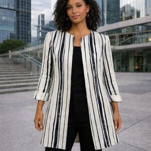 Santorelli Italy Textured Stripe Jacket Blazer Size 14 Art Minimalist